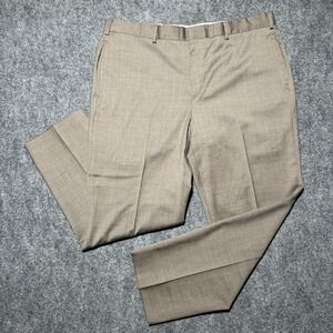 Brooks Brothers 1818 Regent Reda Flexo Men 38x27 Tan Merino Wool Pants Office